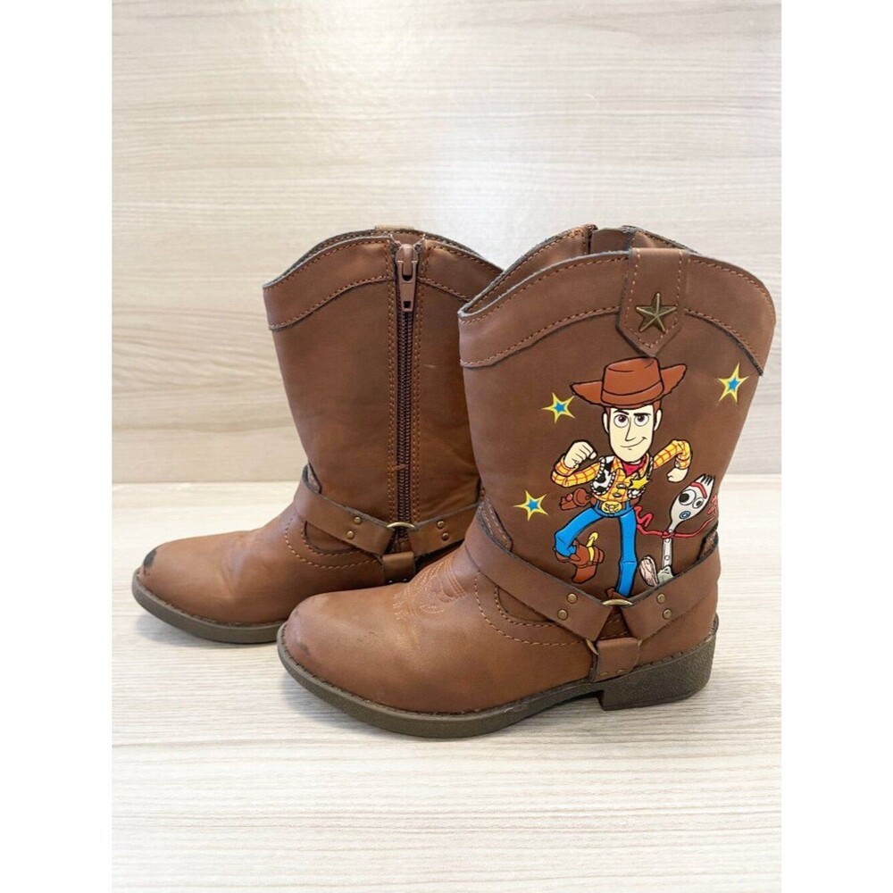 Disney Pixar Toy Story Woody & Forky Kids Cowboy Boots Brown Size 11 Western Zip